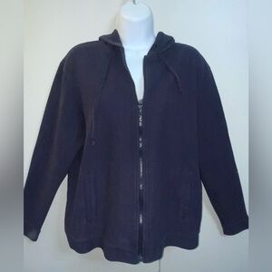 Navy Blue Vintage Classic Elements Zip-Up Women’s Hoodie Sz M